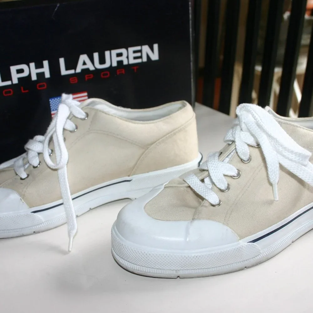 RALPH LAUREN POLO SPORT Sneaker 8B Color OATS/Tan Excellent Worn Inside Twice - Picture 4 of 10